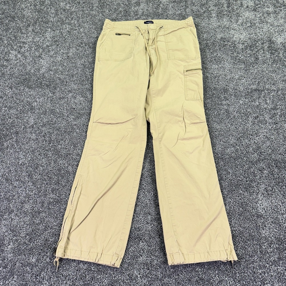 Gap Pants Womens XS Beige Chino Cargo Stretch Drawstring Ankle Zip Casual City